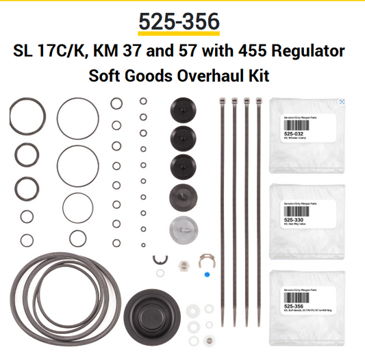 525-356 SL 17C/K, KM 37 and 57 with 455 Regulator Soft Goods Overhaul Kit - KIRBY MORGAN