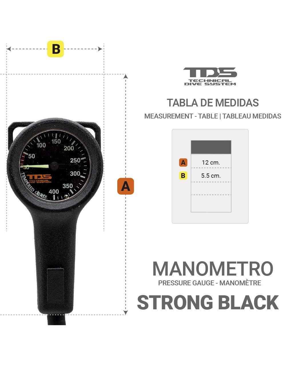 STRONG BLACK PRESSURE GAUGE 400 B
